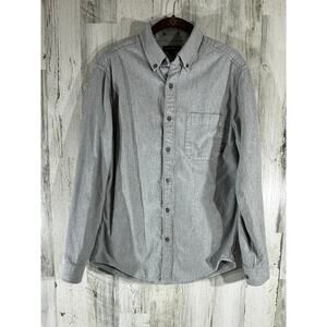 Eddie Bauer Mens Flannel Button Up‎ Shirt Size Small Light Heather Gray